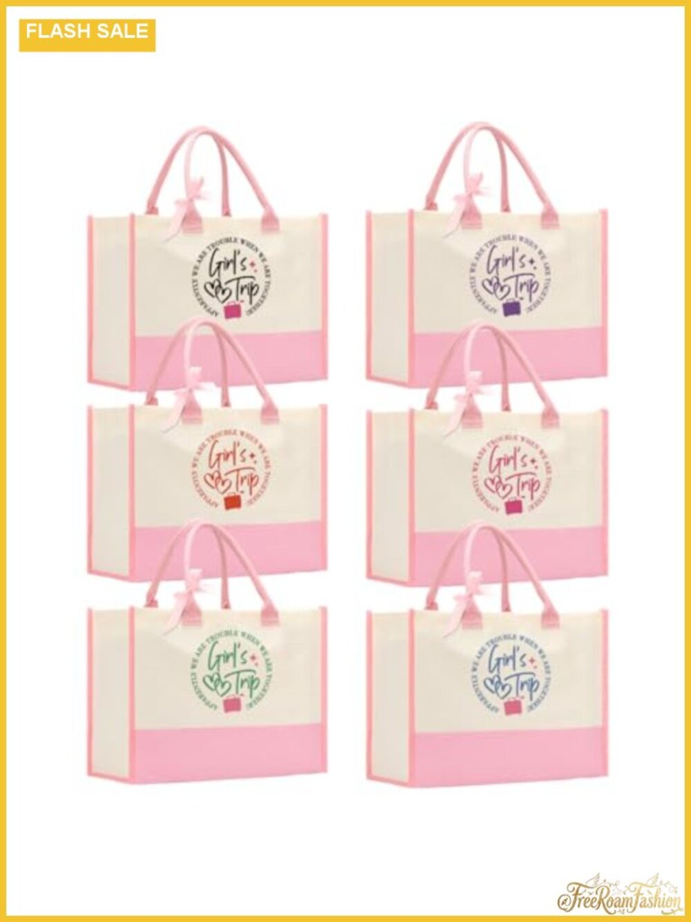 Canvas Tote Bag Girls Trip Gift Reusable Grocery Wedding Bridesmaid Shopping
